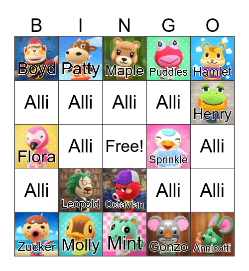 Animal Crossing Bingo Card