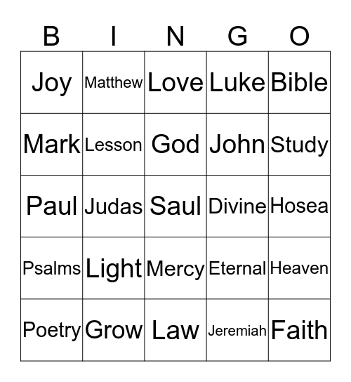CHURCH SCHOOL Bingo Card