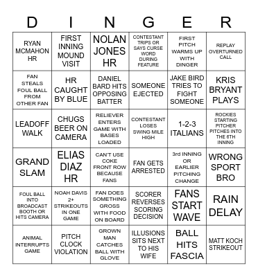 2023 RockiesVision Bingo Card