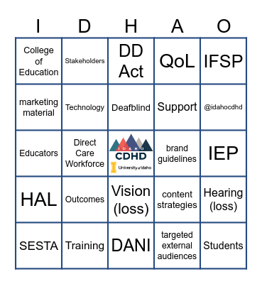 Center on Disabilities and Human Development Bingo Card