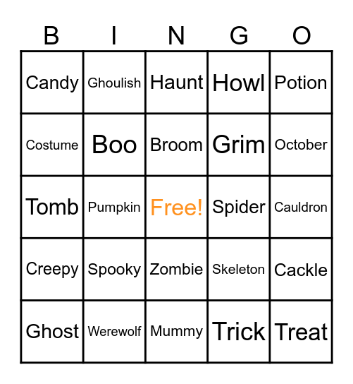 🎃Halloween 👻 Bingo🎃 Bingo Card