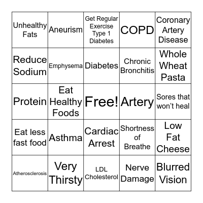 Health & Wellness Bingo Card