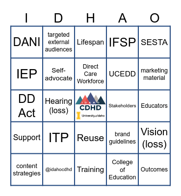 Center on Disabilities and Human Development Bingo Card