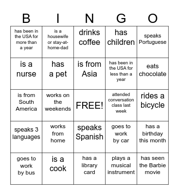 Find someone who... Bingo Card