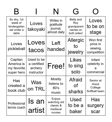 Staff Bingo Card