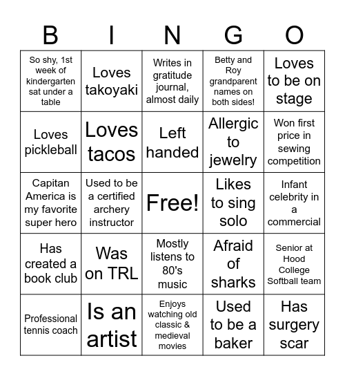Staff Bingo Card