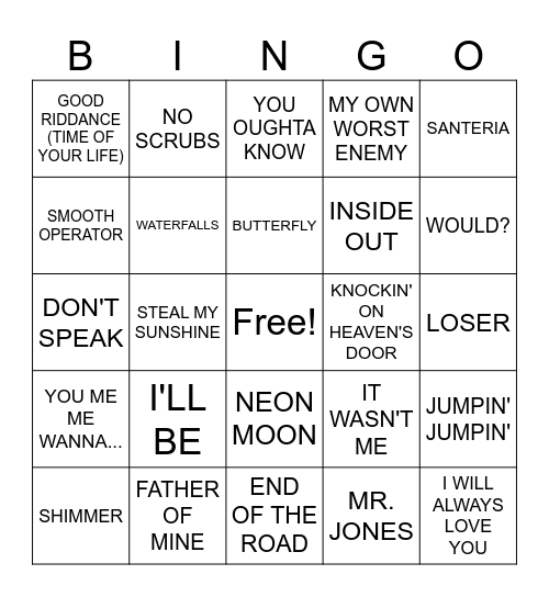 90s Bingo Card