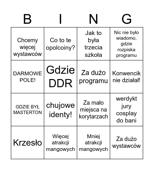 Bingo Ankietowe Opolconowe Bingo Card