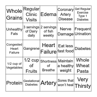 Health & Wellness Bingo Card