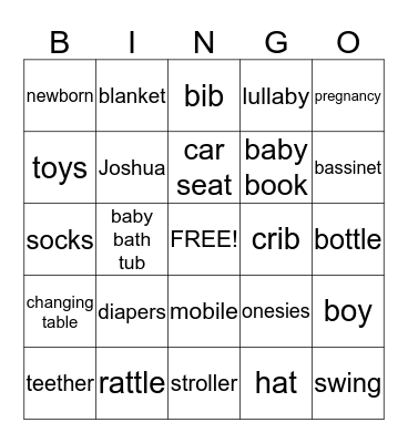 Baby Bingo Card