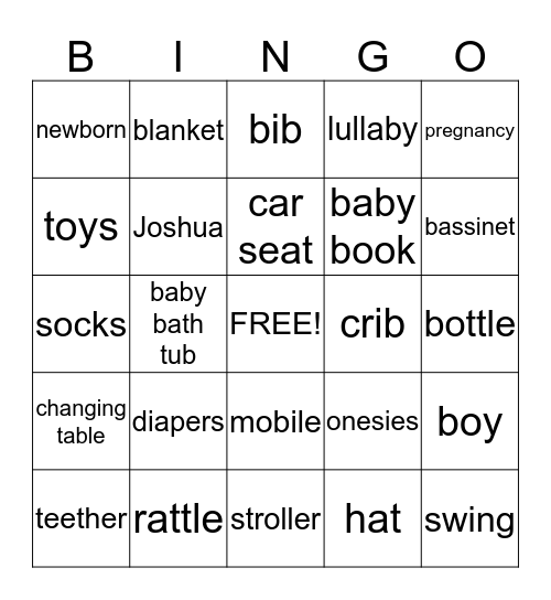 Baby Bingo Card