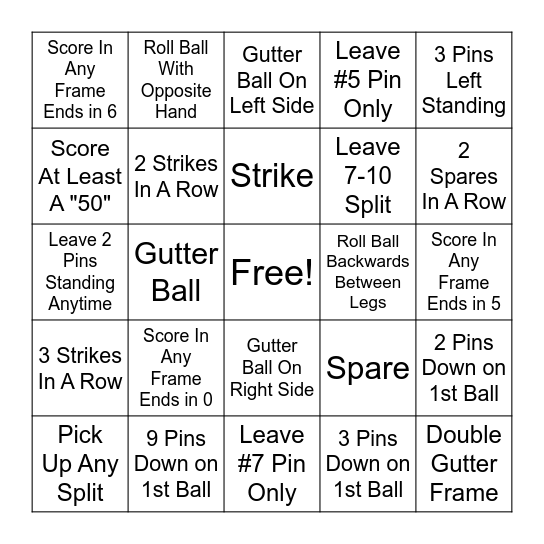 Bowling Bingo Card