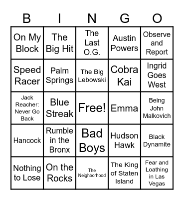 58 - MOVIES Bingo Card