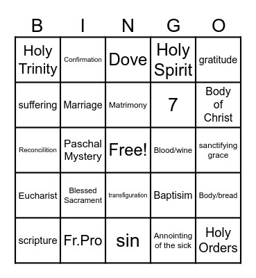 Religion Bingo Card