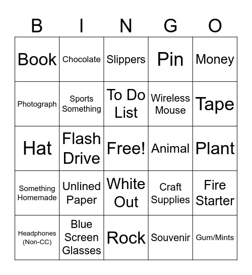 Workstation Bingo Card