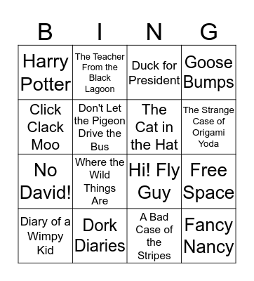 Reading Week Bingo Card