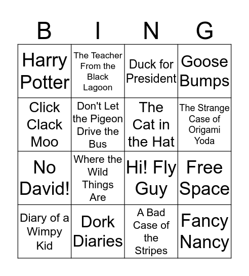 Reading Week Bingo Card