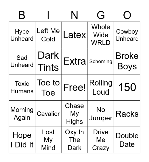 Googly 9/26 Bingo Card