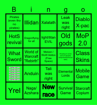 Blizzcon 2023 Bingo Card