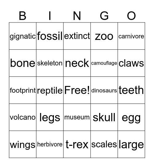 Dinosaurs  Bingo Card