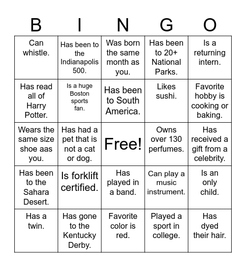 A&F LDP Bingo Card