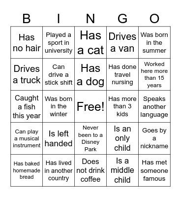 Find someone who... Bingo Card