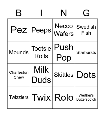 The 6 Syllables of CANDY! Bingo Card