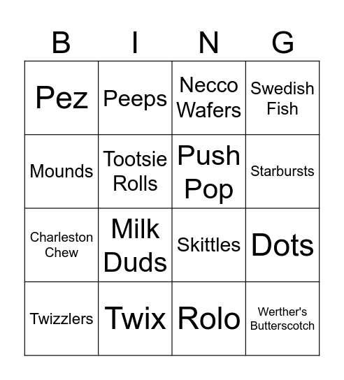 The 6 Syllables of CANDY! Bingo Card