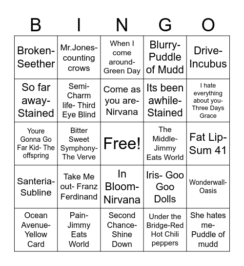 Alternative Bingo Card