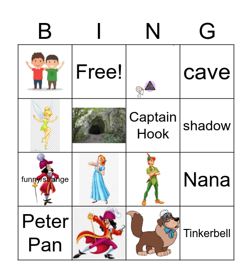 Peter Pan 4x4 Bingo Card