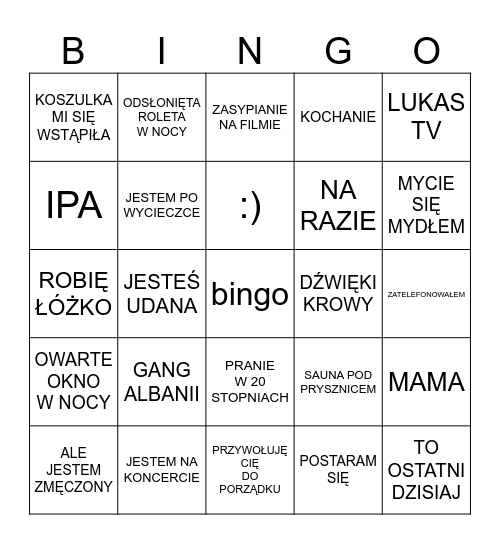 KONRAD BINGO Card