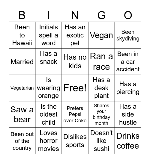 Find Someone Bingo Card