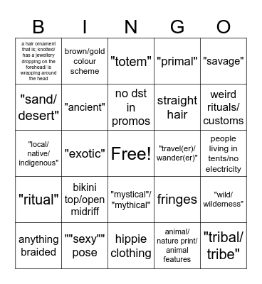 SN Wasteland Event Bingo Card