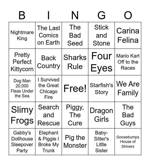Nasonville School BOOK FAIR BINGO Card