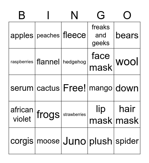 Cami Testing Bingo Card