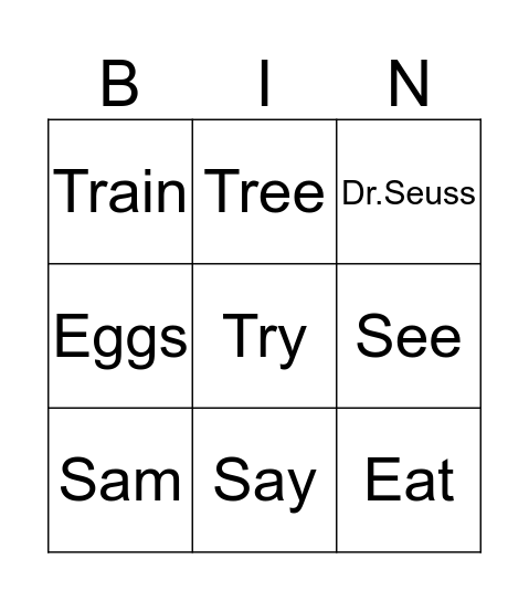 Green Eggs and Ham  Bingo Card