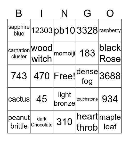 February 2016 - Lyne's Bingo Card