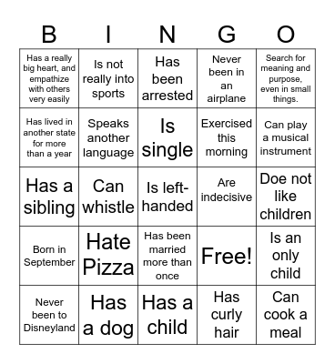 Recovery Month Human Bingo Card