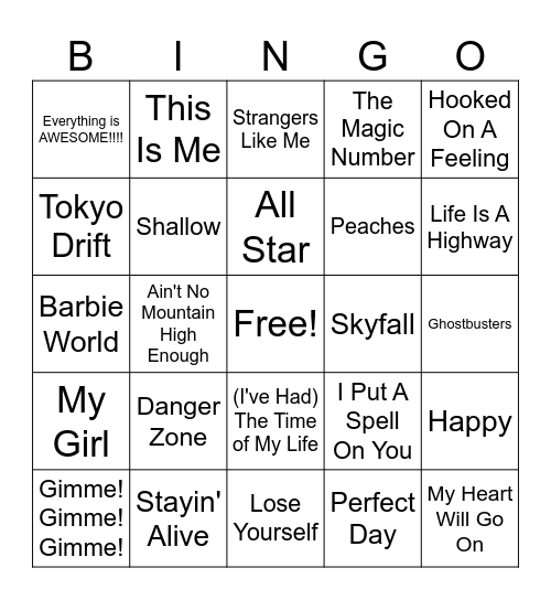 Movie Soundtracks Bingo Card