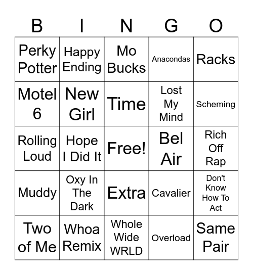 Googly Live Bingo Card