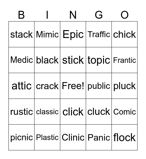 3.2 - Ck vs Ic Bingo Card