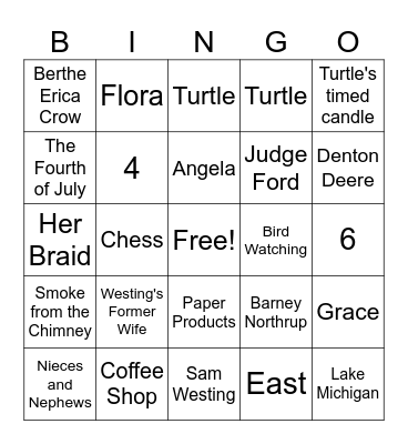 The Westing Game Bingo Card
