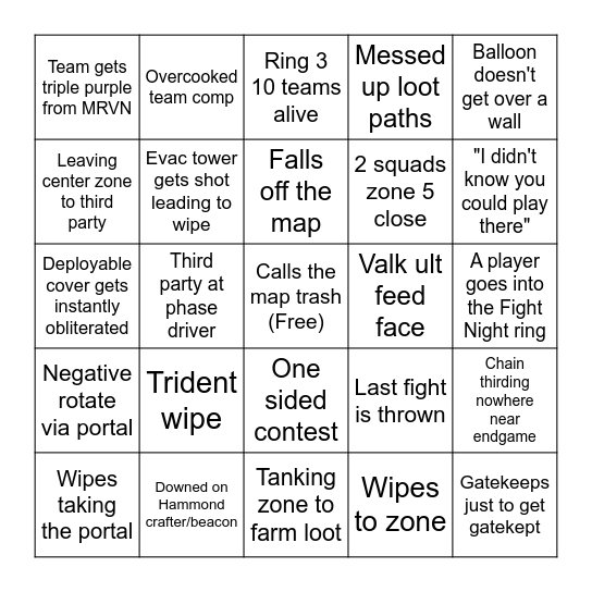 Olympus in Comp Bingo Card
