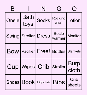 BABY SHOWER Bingo Card