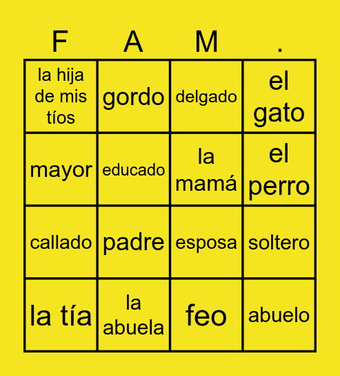 Vocabulary p. 67 Bingo Card