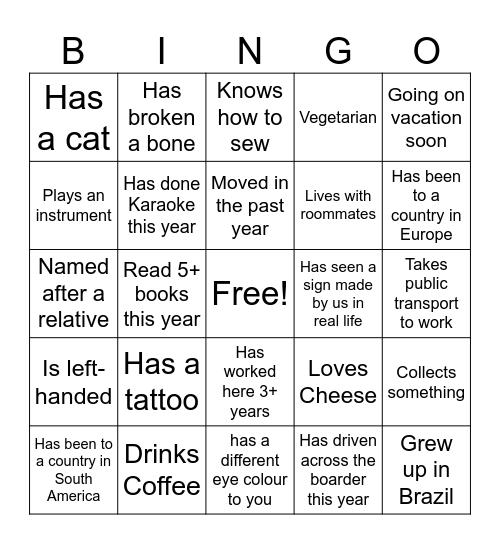 Find someone who... Bingo Card