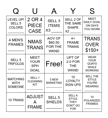 FIND YOUR QUAYS! Bingo Card