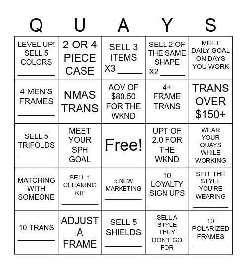 FIND YOUR QUAYS! Bingo Card