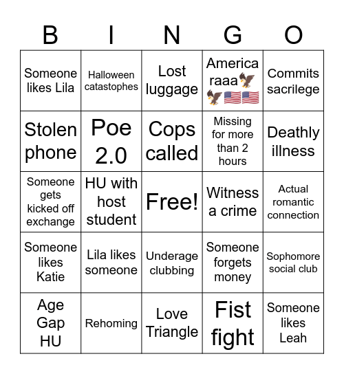 Exchange Bingo Card