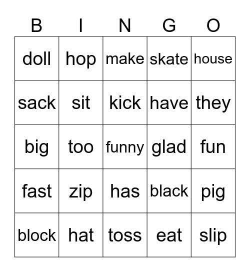 Vocabulary Week 5 & Review Bingo Card